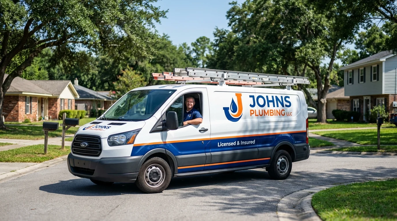 Johns Plumbing LLC service van in Buena Vista, VA